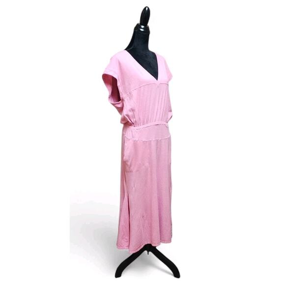 Free People Beach Marlow Pink Cotton Hemp Midi Medium M Cottagecore Boho Dress - Picture 5 of 8